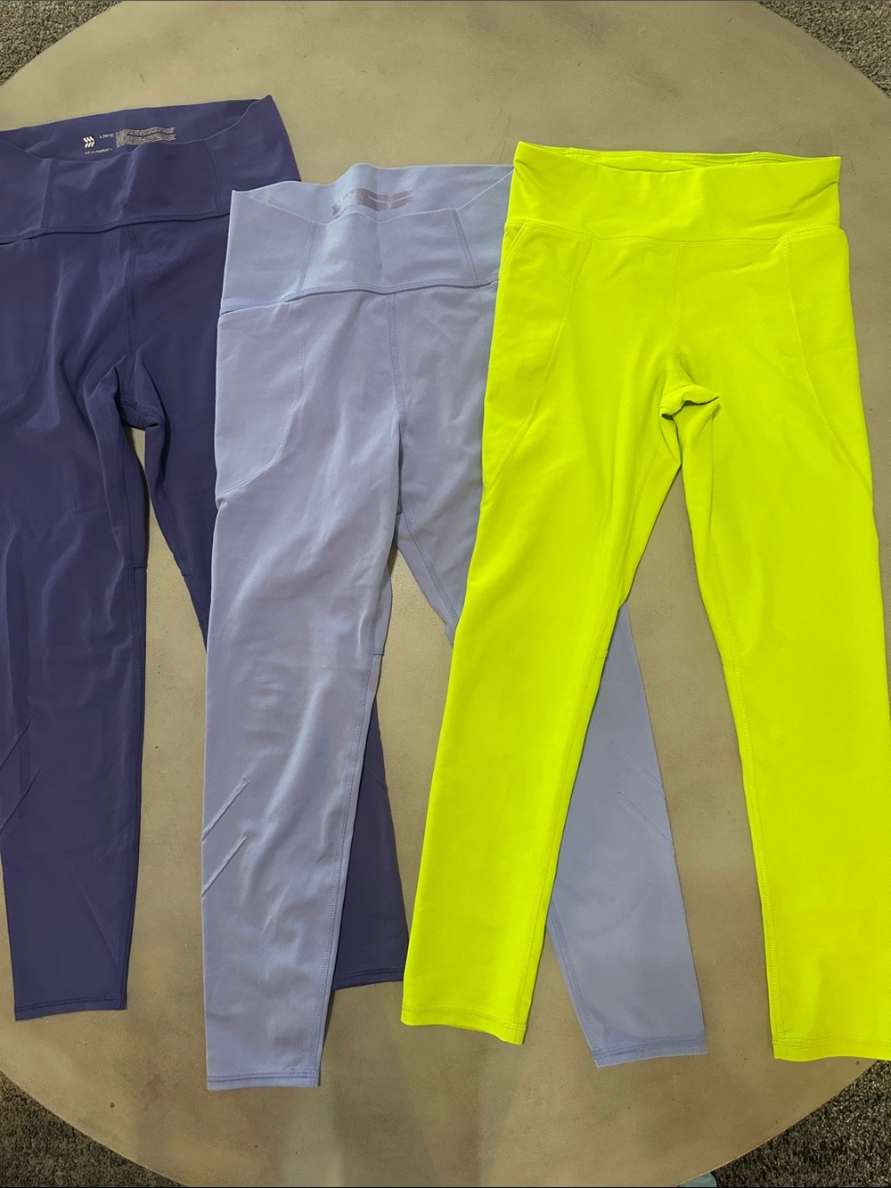 Girls' Neon Yellow, Lilac & Purple Active Leggings - Brand Unspecified